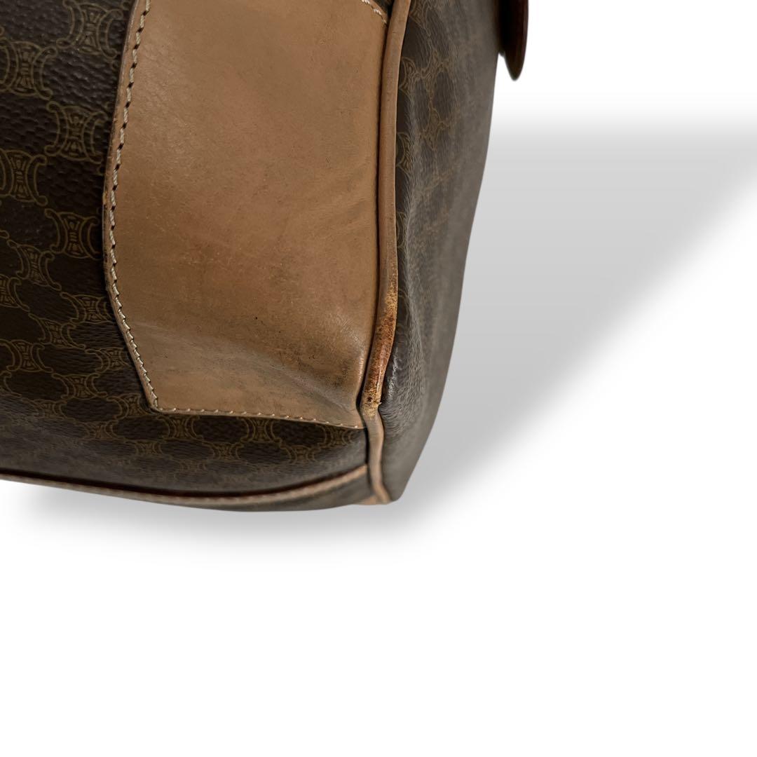 y2k 00s オールド　セリーヌ　ボストンバッグ　マカダム柄　ブラウン　PVC