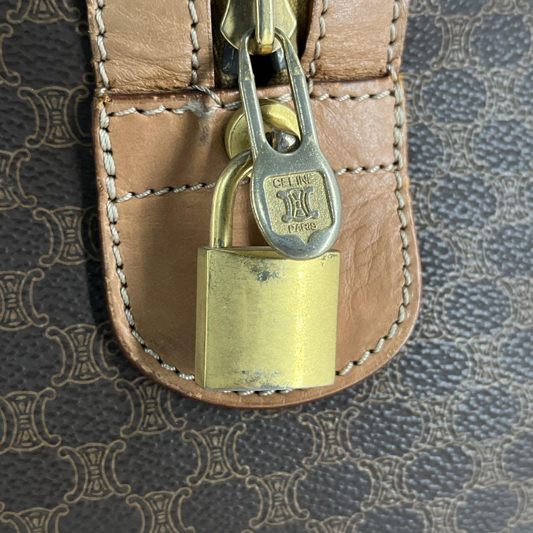 y2k 00s オールド　セリーヌ　ボストンバッグ　マカダム柄　ブラウン　PVC