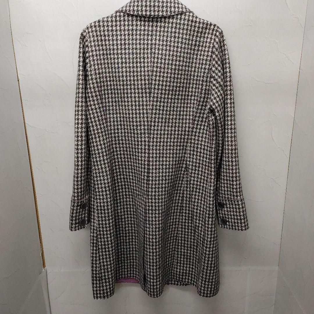 3384　マックスマーラグレー千鳥格子コートサイズ42