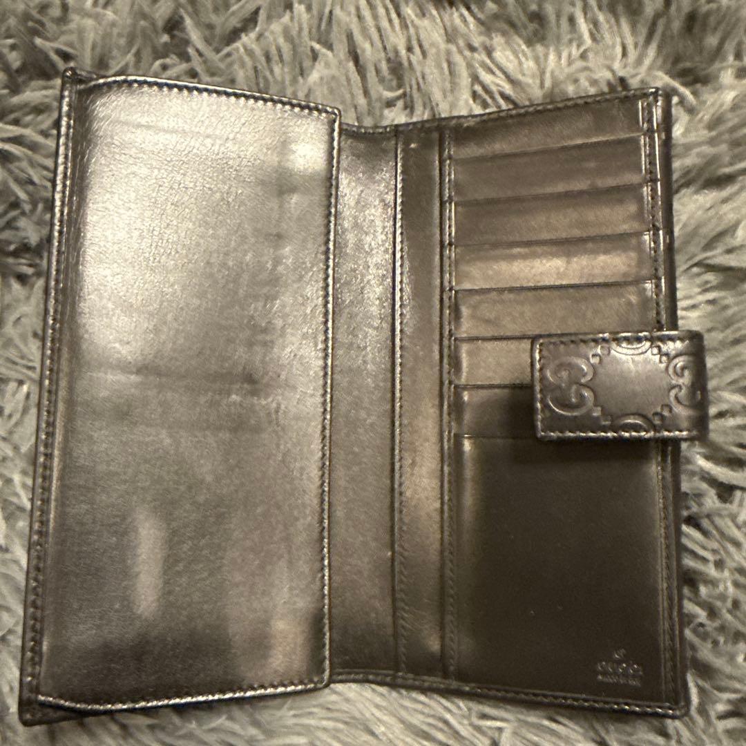 GUCCI グッチ　シマ レザー 長財布　メタルロゴ 0108-②
