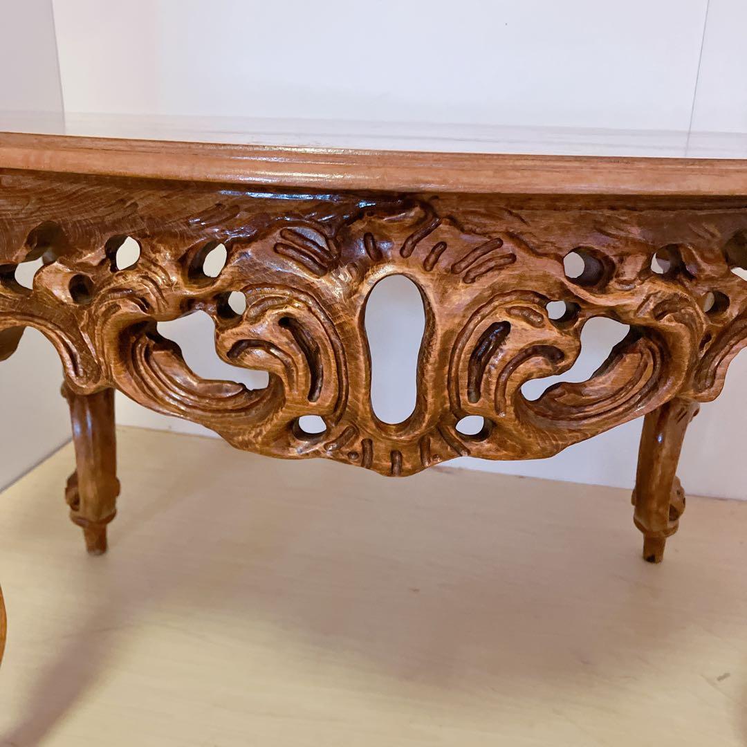 イタリア家具　アンティーク　ローテーブル　ダイニングテーブル　猫脚　ロココ調