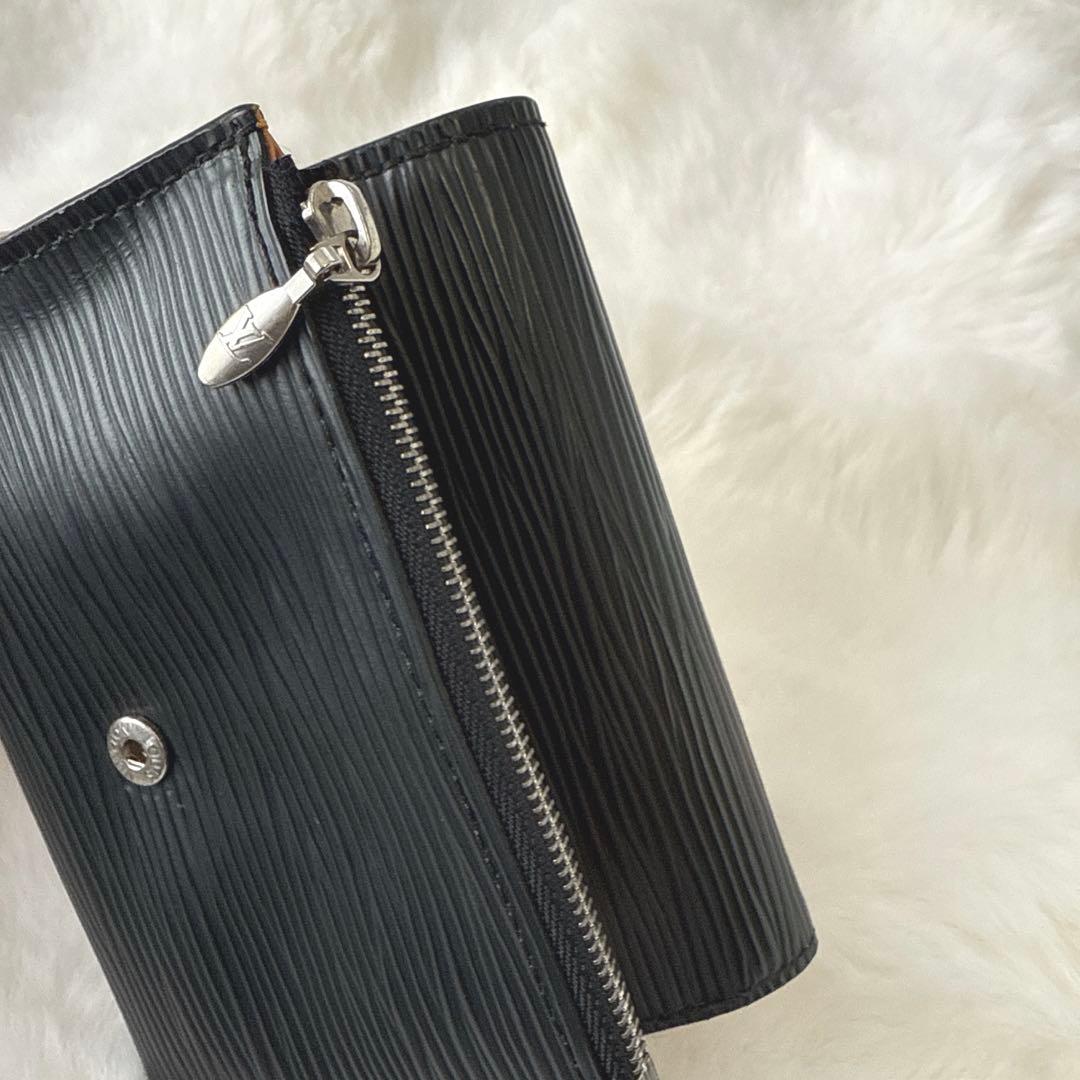 ルイヴィトン ポルトフォイユ ヴィクトリーヌ LV ロゴ3つ折り財布 エピ 黒