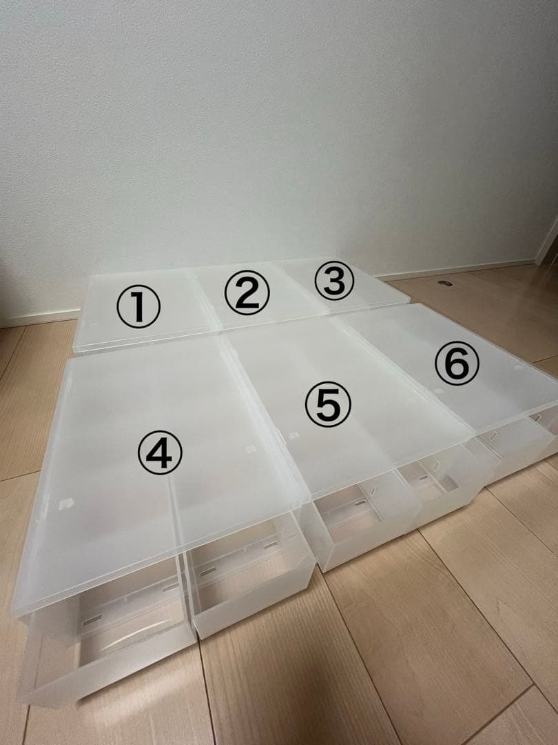 無印良品①ポリプロピレンケース・引出式・浅型、②引出式・横ワイド・深型収納ケース