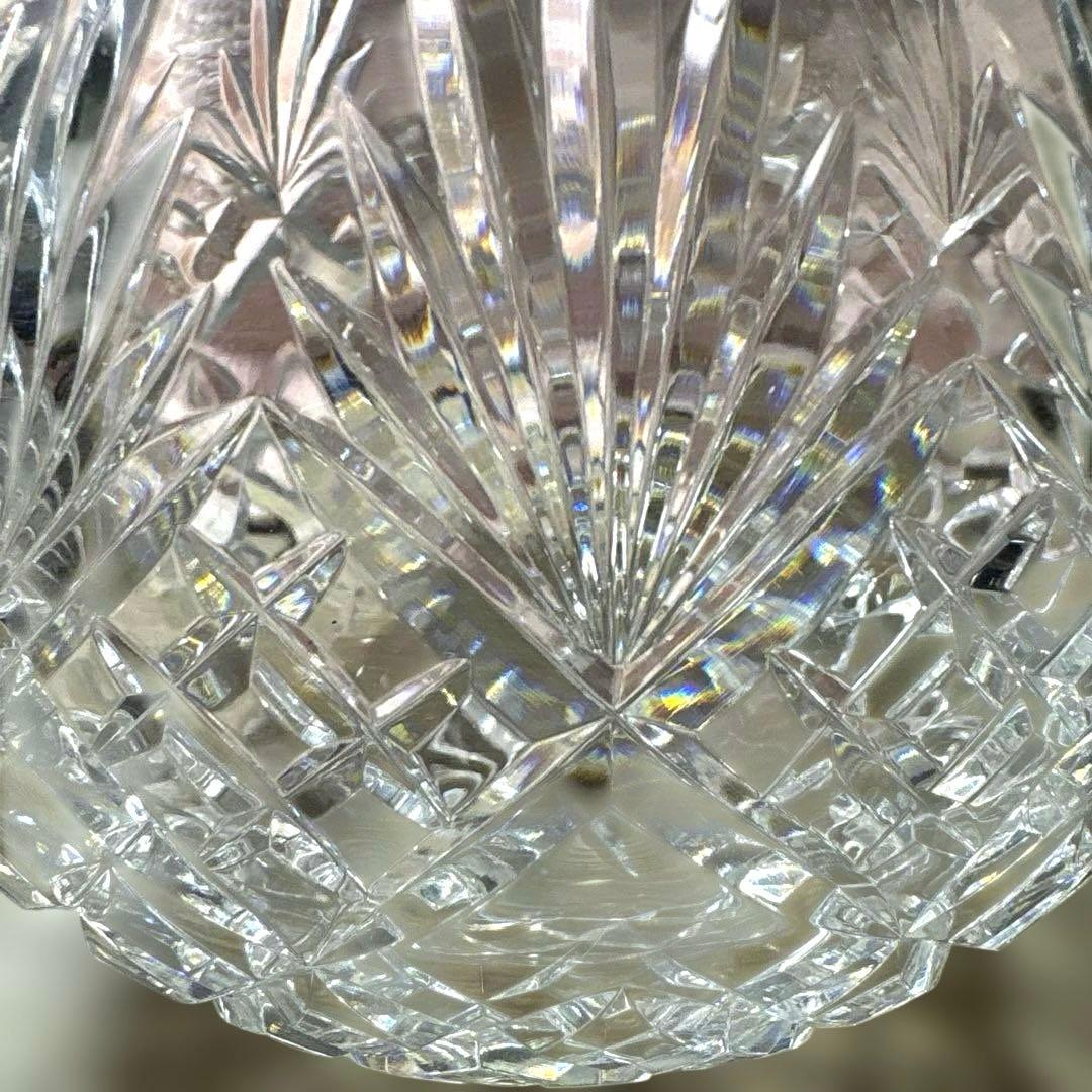 チェコ製 クリスタルガラス 花瓶 重厚 丸型 フラワーベース 高さ17cm