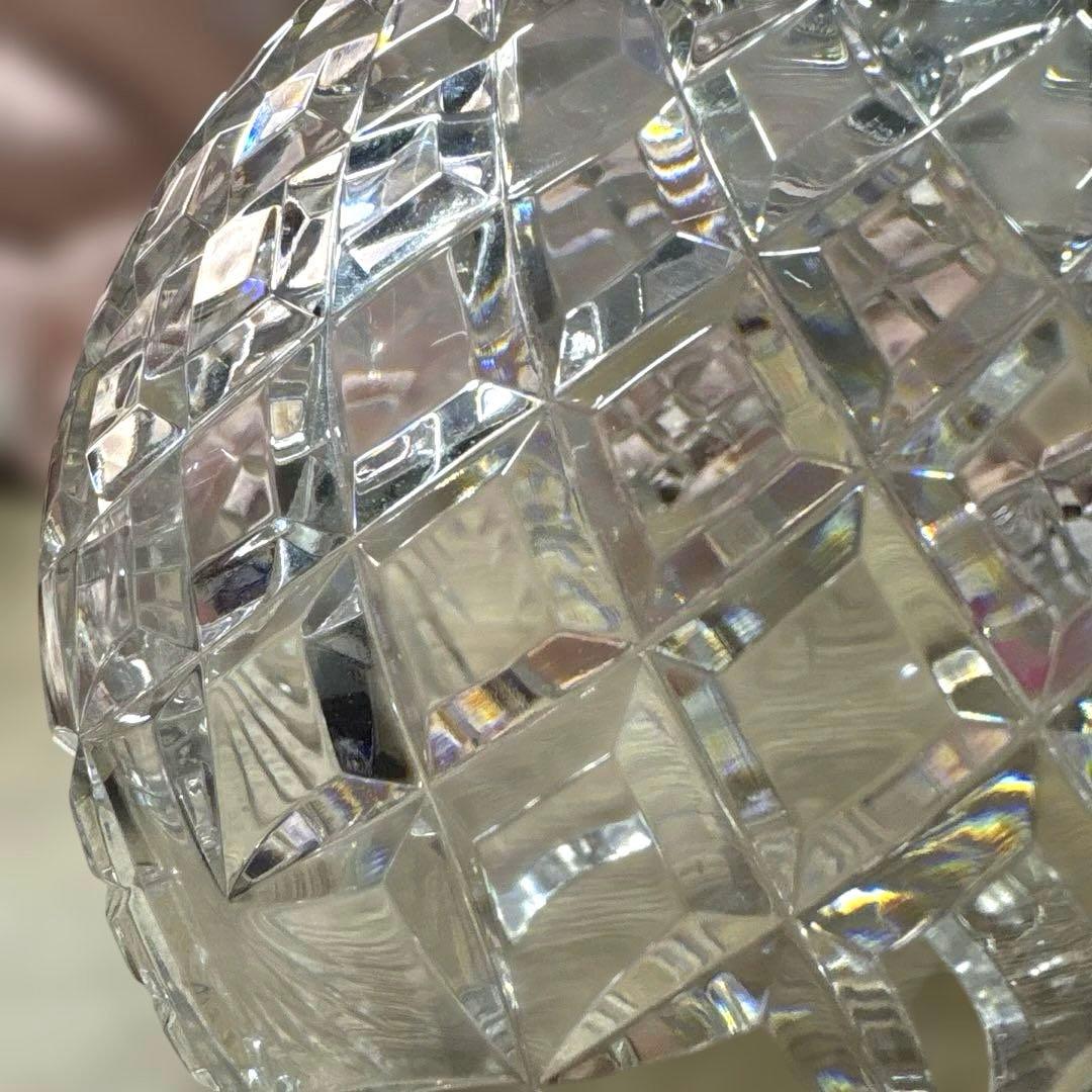 チェコ製 クリスタルガラス 花瓶 重厚 丸型 フラワーベース 高さ17cm