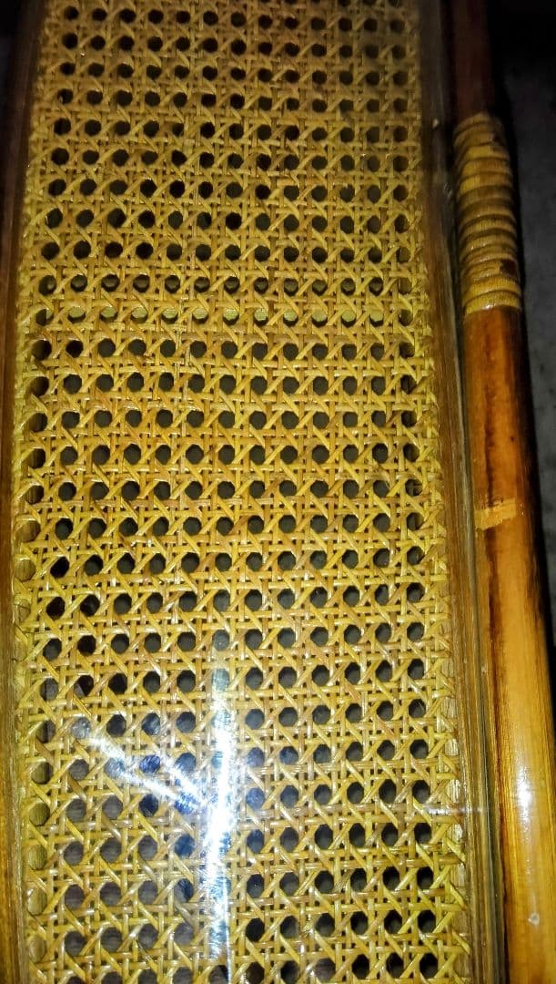 【昭和レトロ】ラタンガラステーブル美品