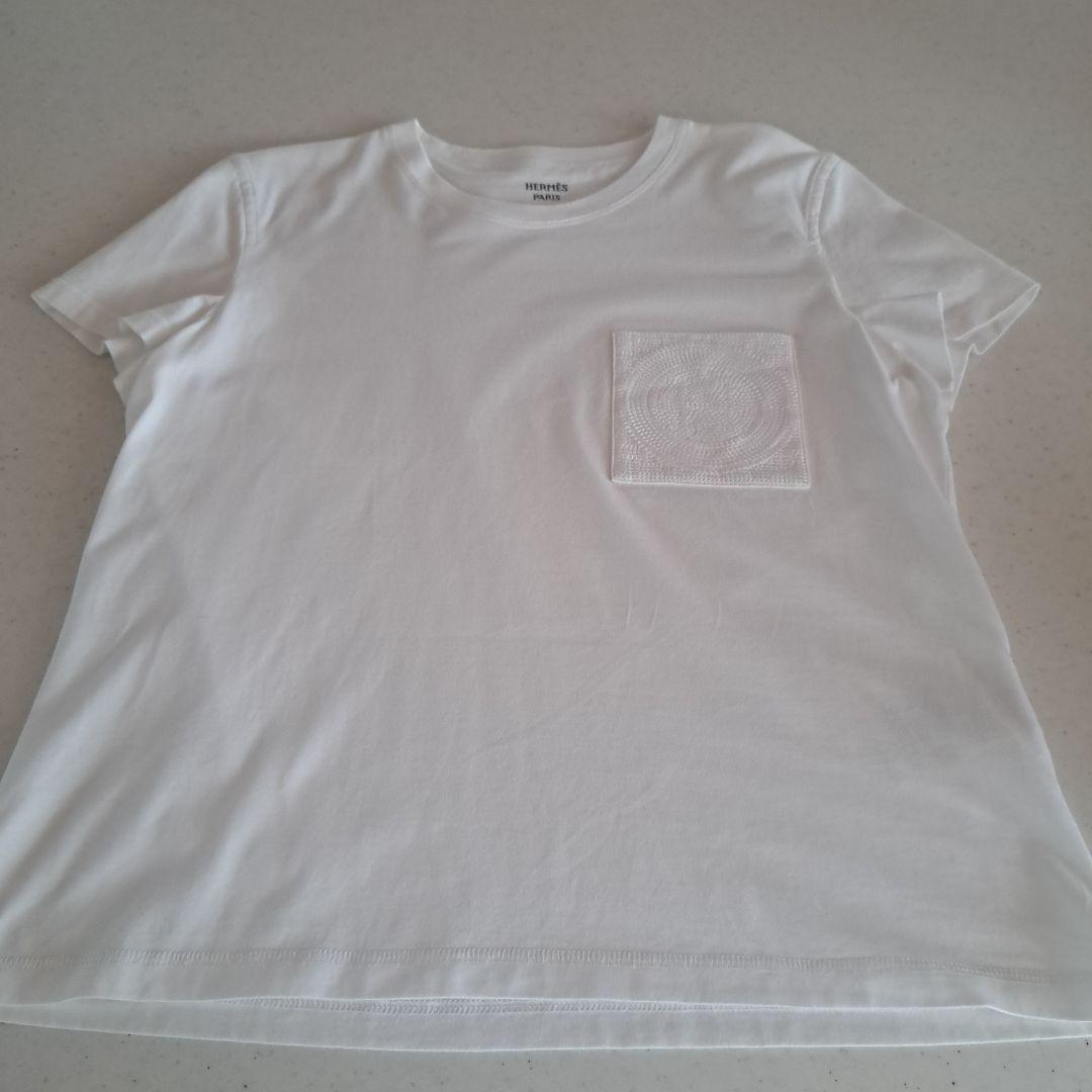 HERMÈS ホワイト Tシャツ ポケット付き