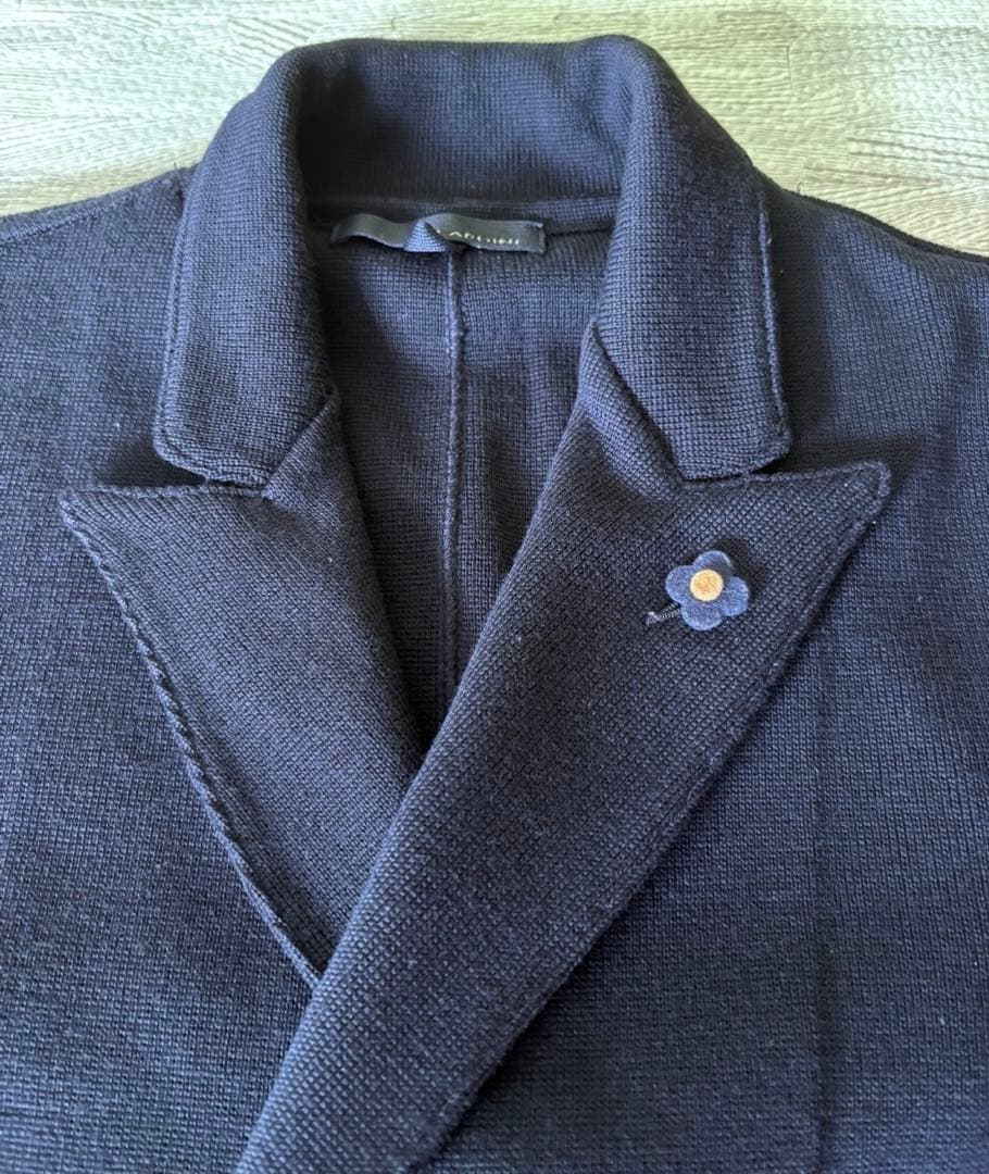 LARDINI ウールミラノリブダブルブレスト ニットジャケット