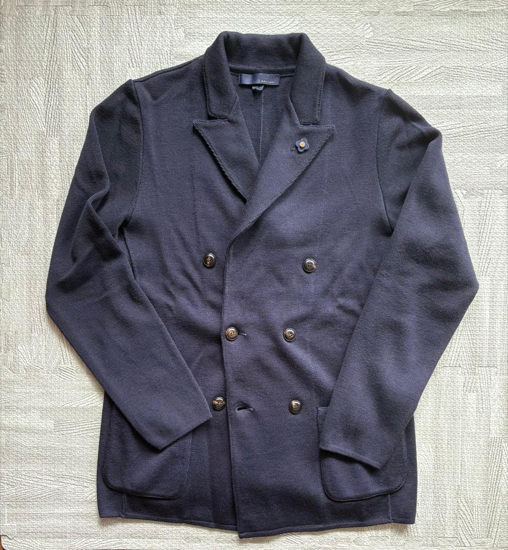 LARDINI ウールミラノリブダブルブレスト ニットジャケット