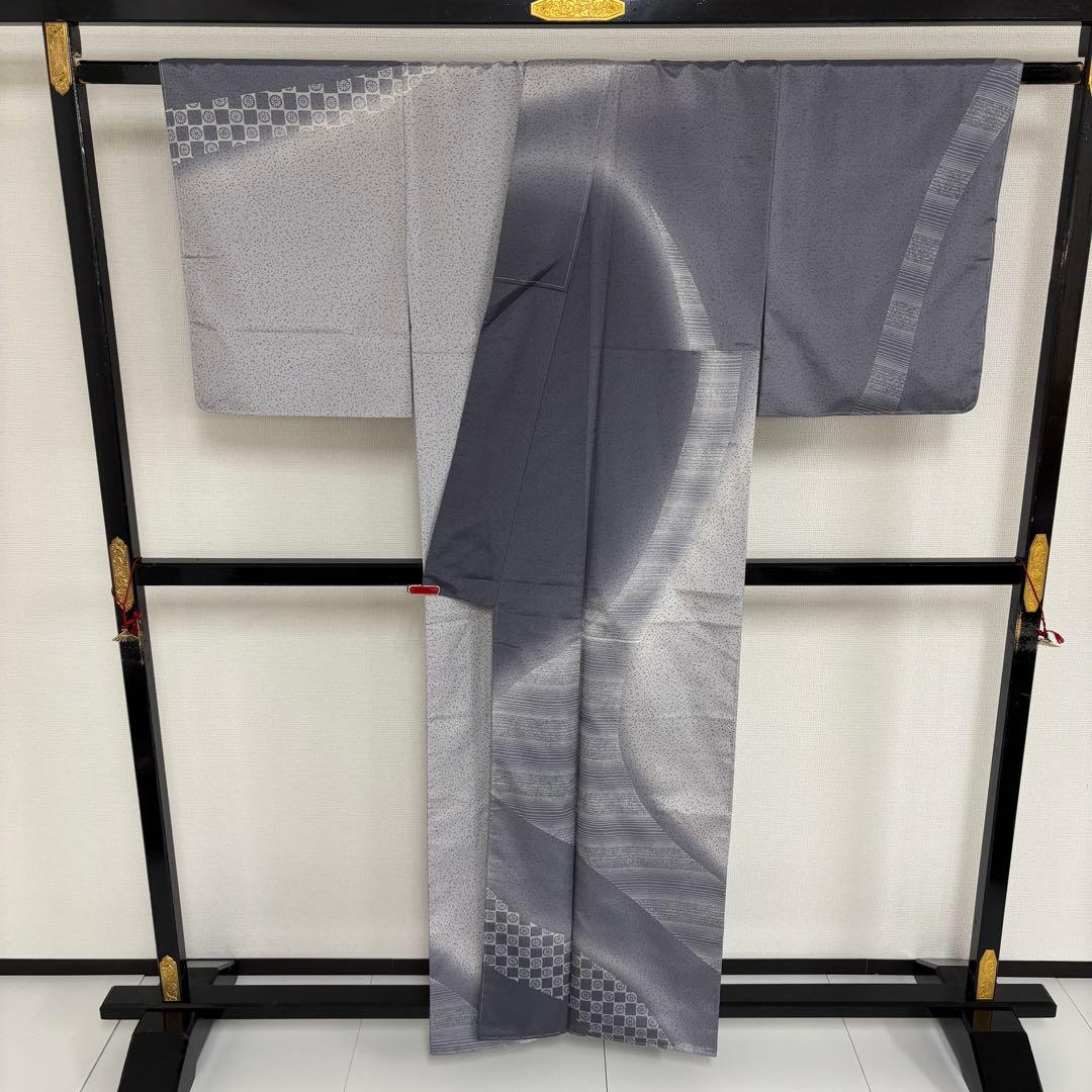 本場縞大島紬 染め大島 もり絹織物 美しい染め 証紙付き 付下げ AK-4924