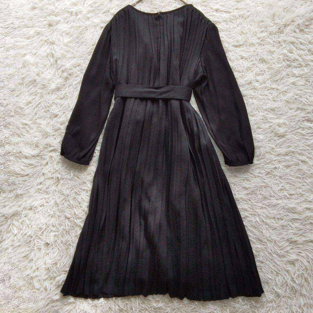 極美品 ❉ 23区 クリスタルアムンゼン プリーツワンピース ベルト 洗える 黒