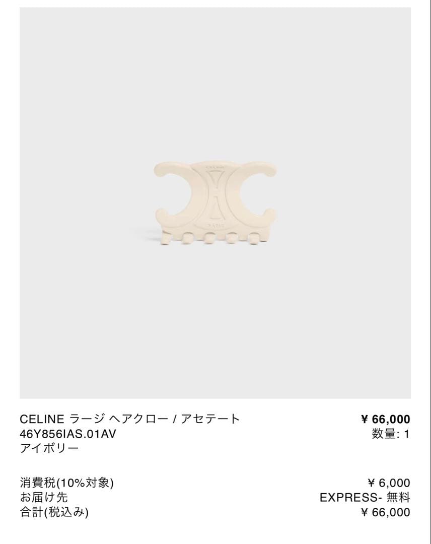 CELINE アイボリー ヘアクリップ 46Y856IAS.01AV