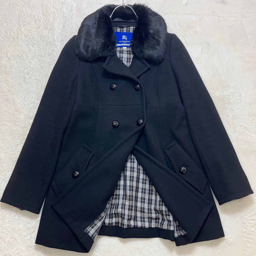 美品✨バーバリーブルーレーベル ラビットファー 2way Aライン ピーコート