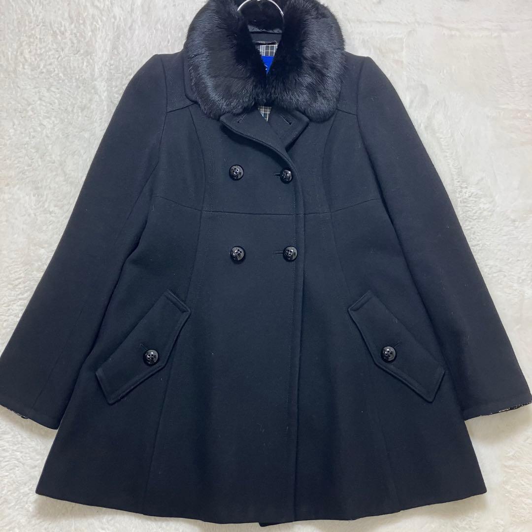 美品✨バーバリーブルーレーベル ラビットファー 2way Aライン ピーコート