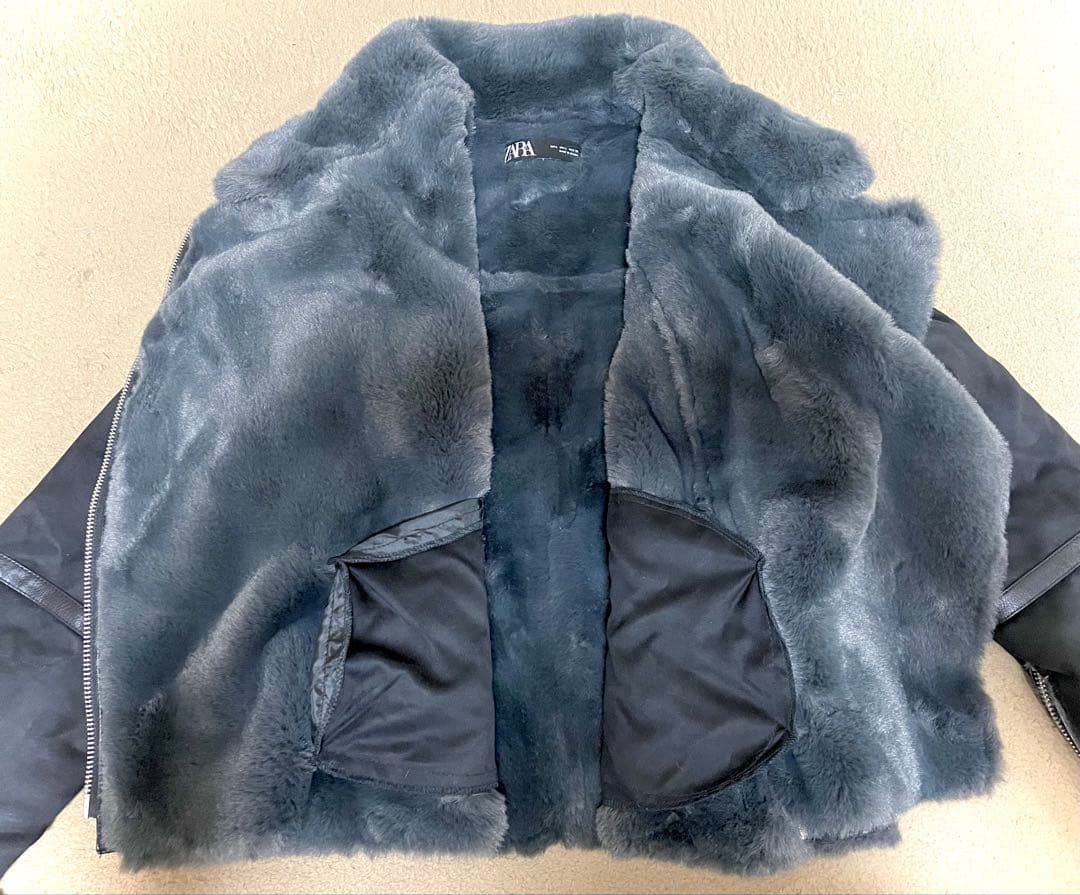 未使用！ZARA ムートンライダースジャケット ブラックLサイズ