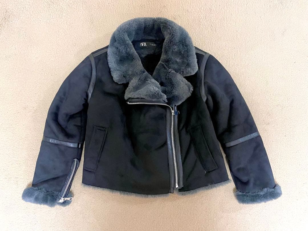 未使用！ZARA ムートンライダースジャケット ブラックLサイズ