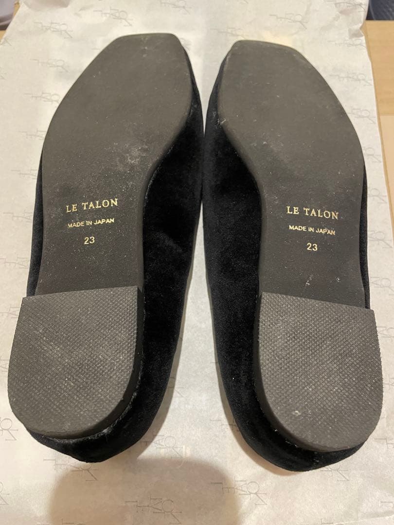 【R-R】【美品】LE TALON ブラック フラットシューズ 23.0