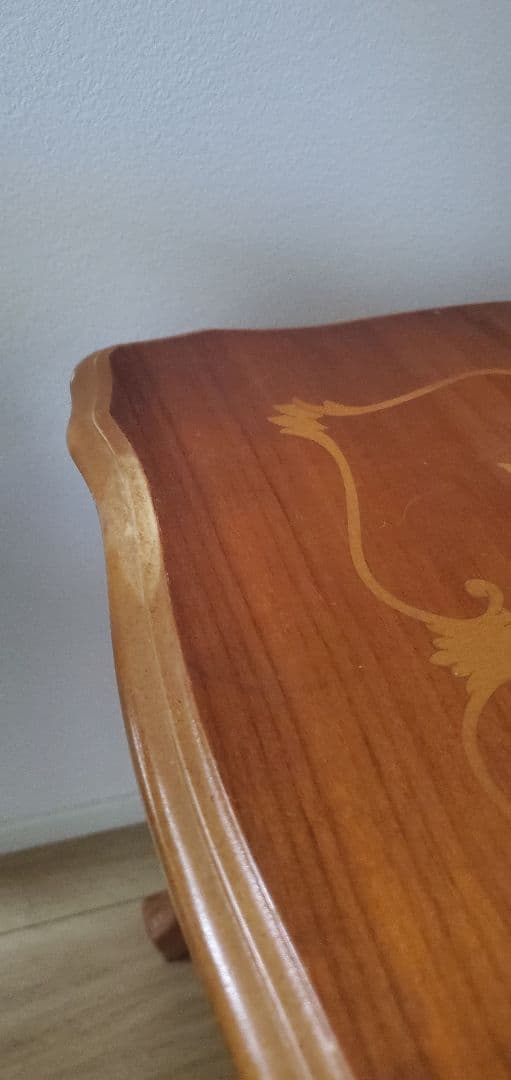 ​【イタリア製】アンティーク調 サイドテーブル 象嵌細工 猫脚 コーヒーテーブル