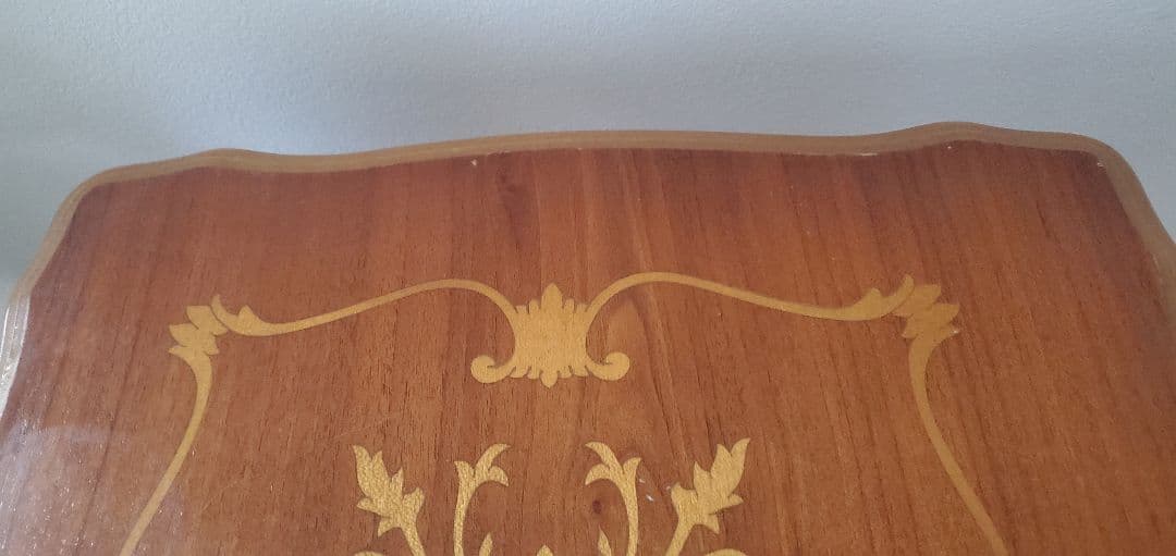 ​【イタリア製】アンティーク調 サイドテーブル 象嵌細工 猫脚 コーヒーテーブル