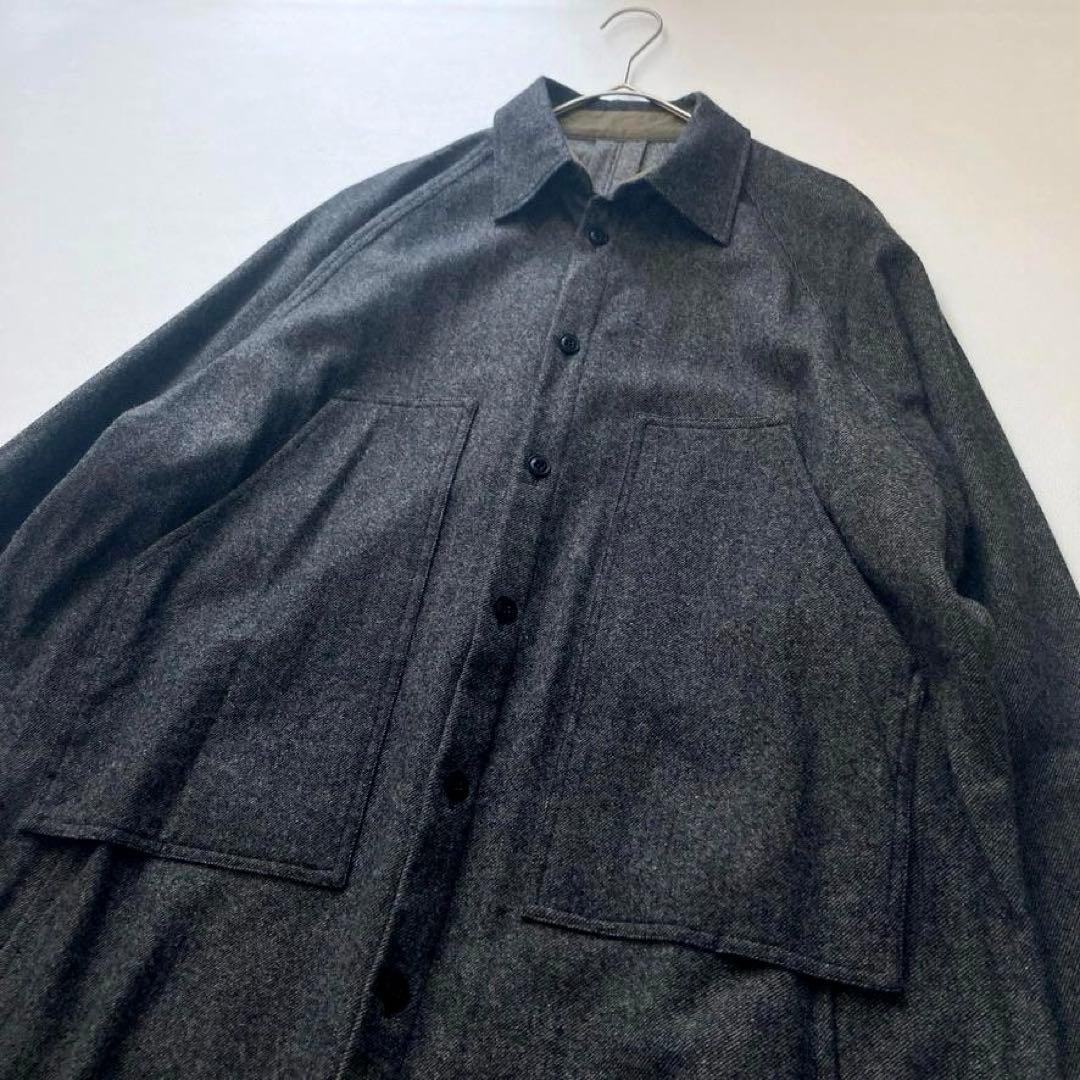 d*2様 【美品】Y's ヨウジヤマモト　ウールシャツワンピース マキシ丈 コー
