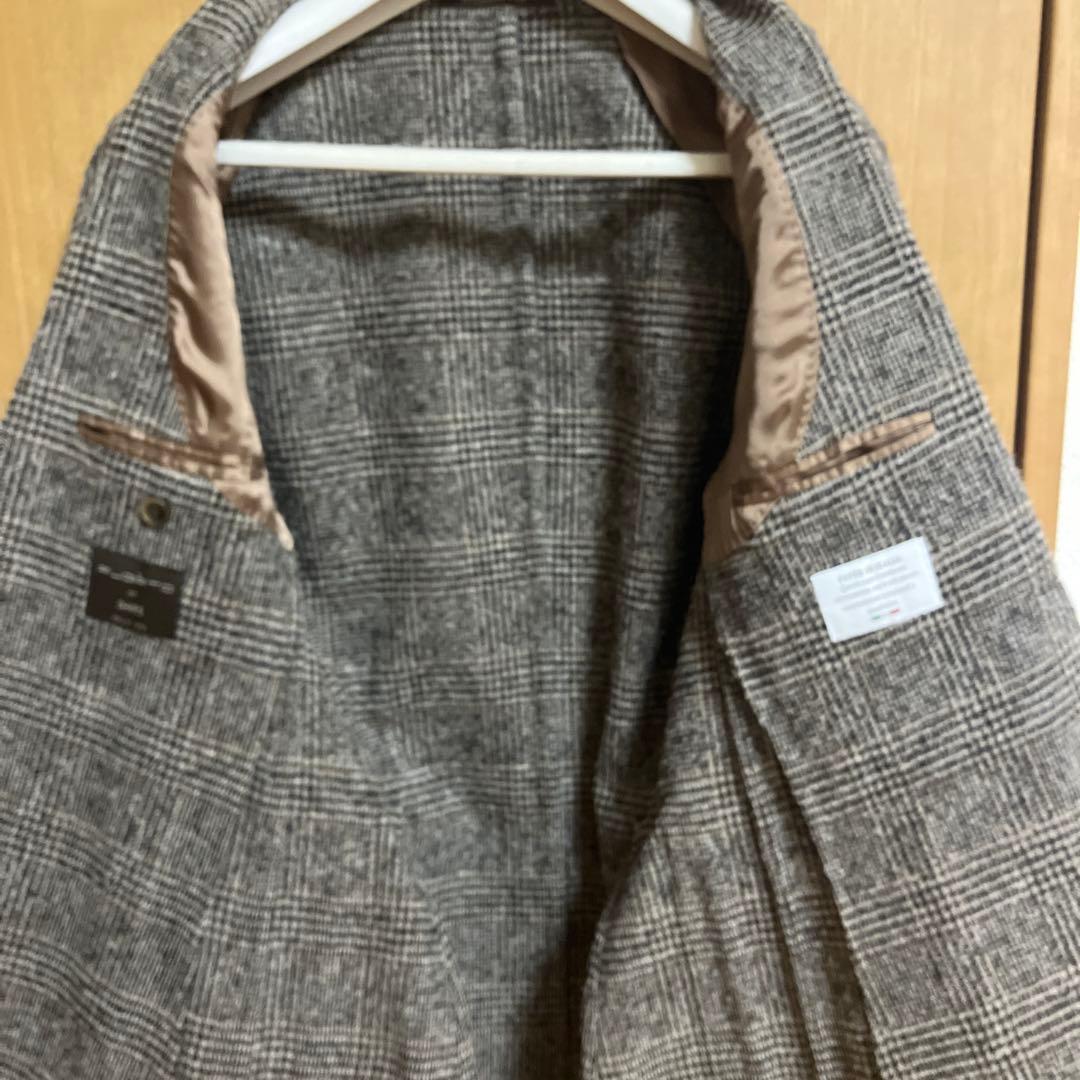 美品 グレンチェックジャケット ブラウン シップス イタリア FUGATO