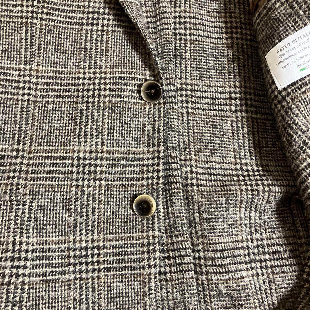 美品 グレンチェックジャケット ブラウン シップス イタリア FUGATO