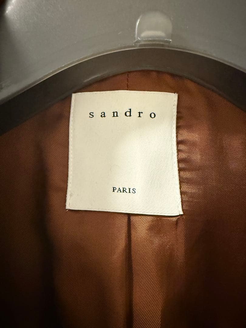 Sandro ブラウン ウール&カシミヤ混フェルト コート