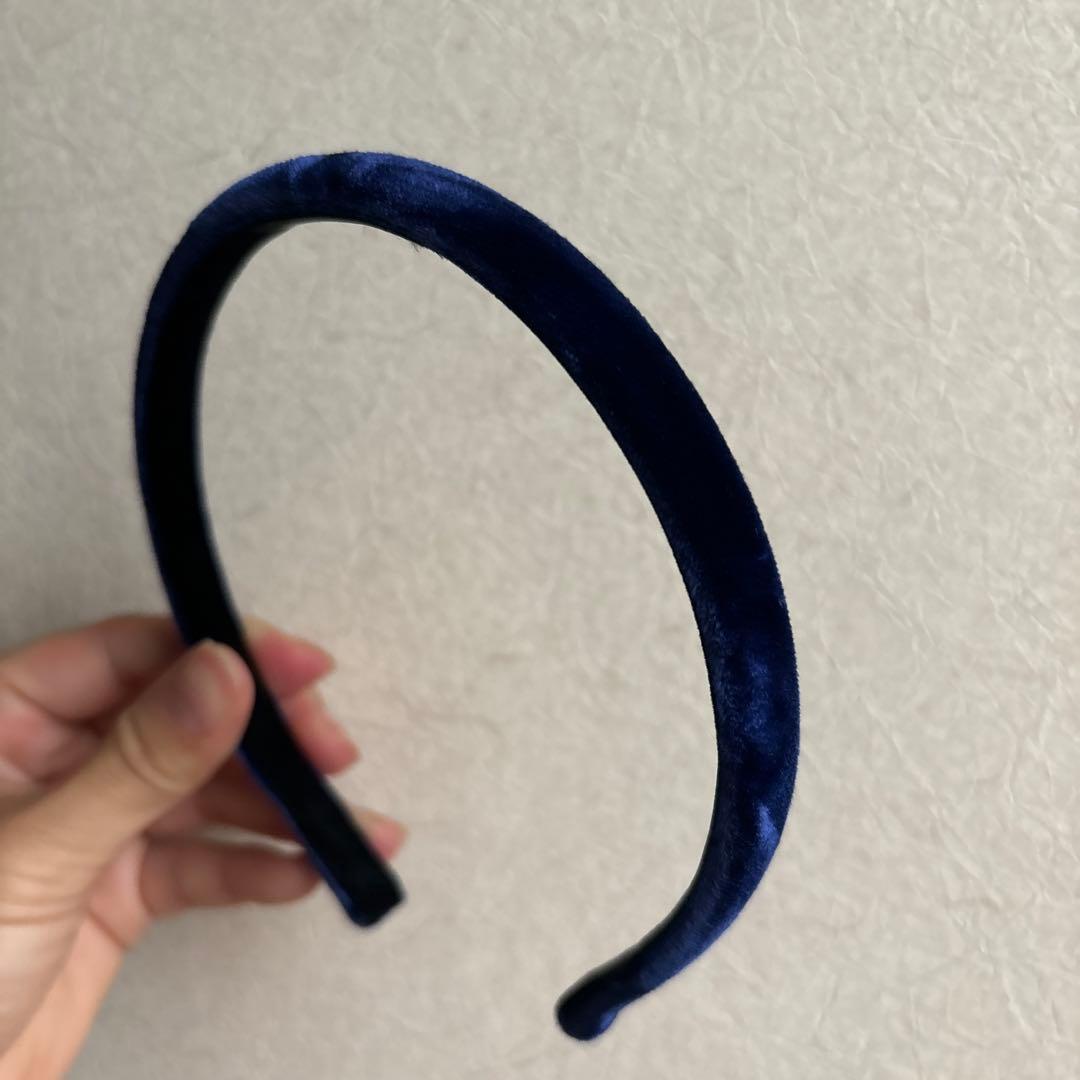 アレクサンドルドゥパリ　ベロアカチューシャ　ネイビー