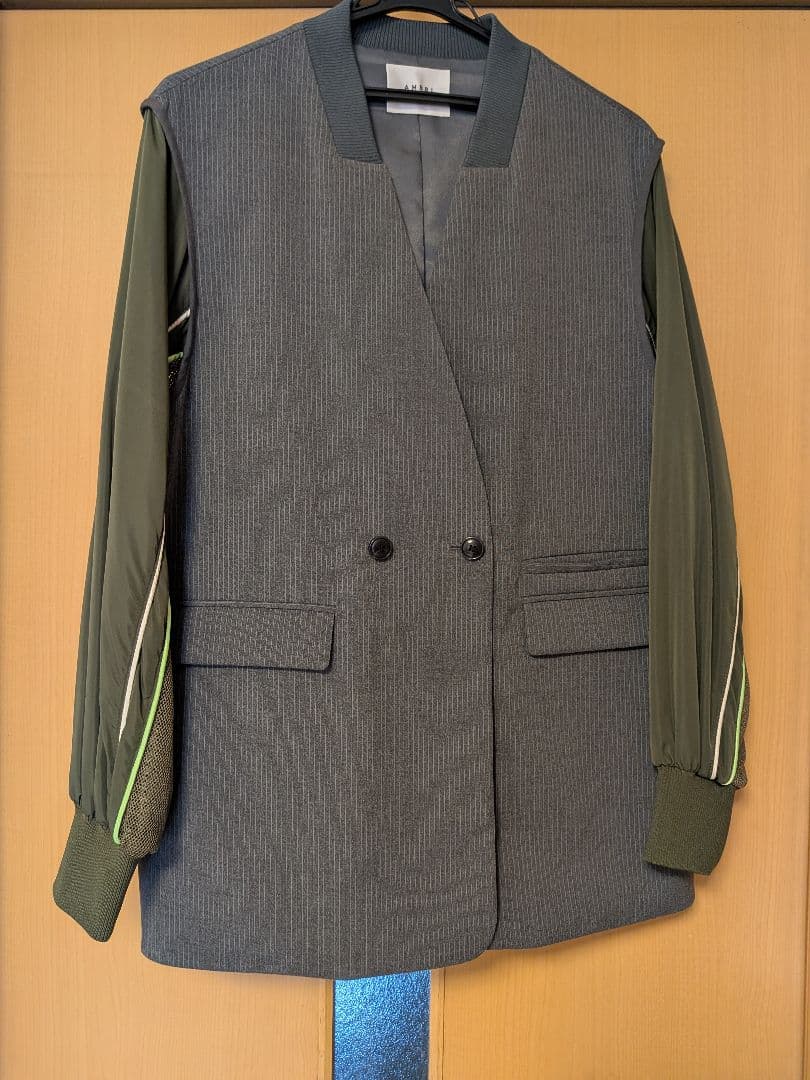 Ameri DOCKING SLEEVE BLOUSON グレー/オリーブ