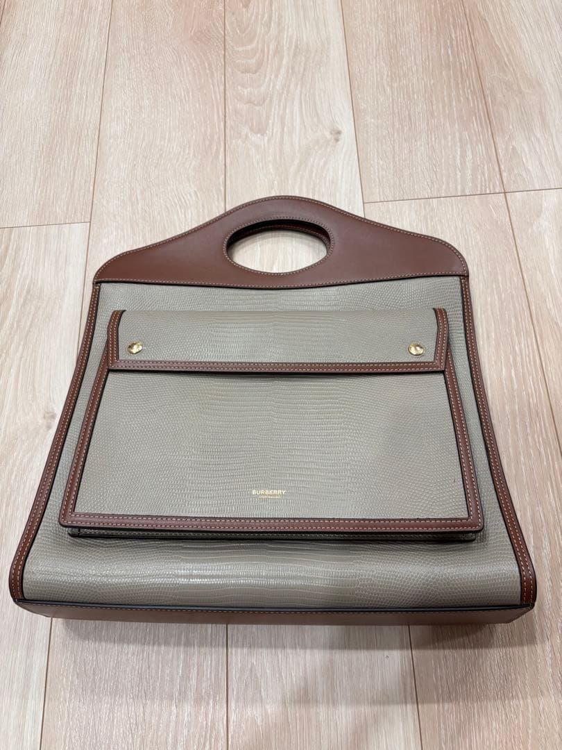 M*N様 美品バーバリー トップステッチ クロコ型押し ハンド/ショルダーバッグ