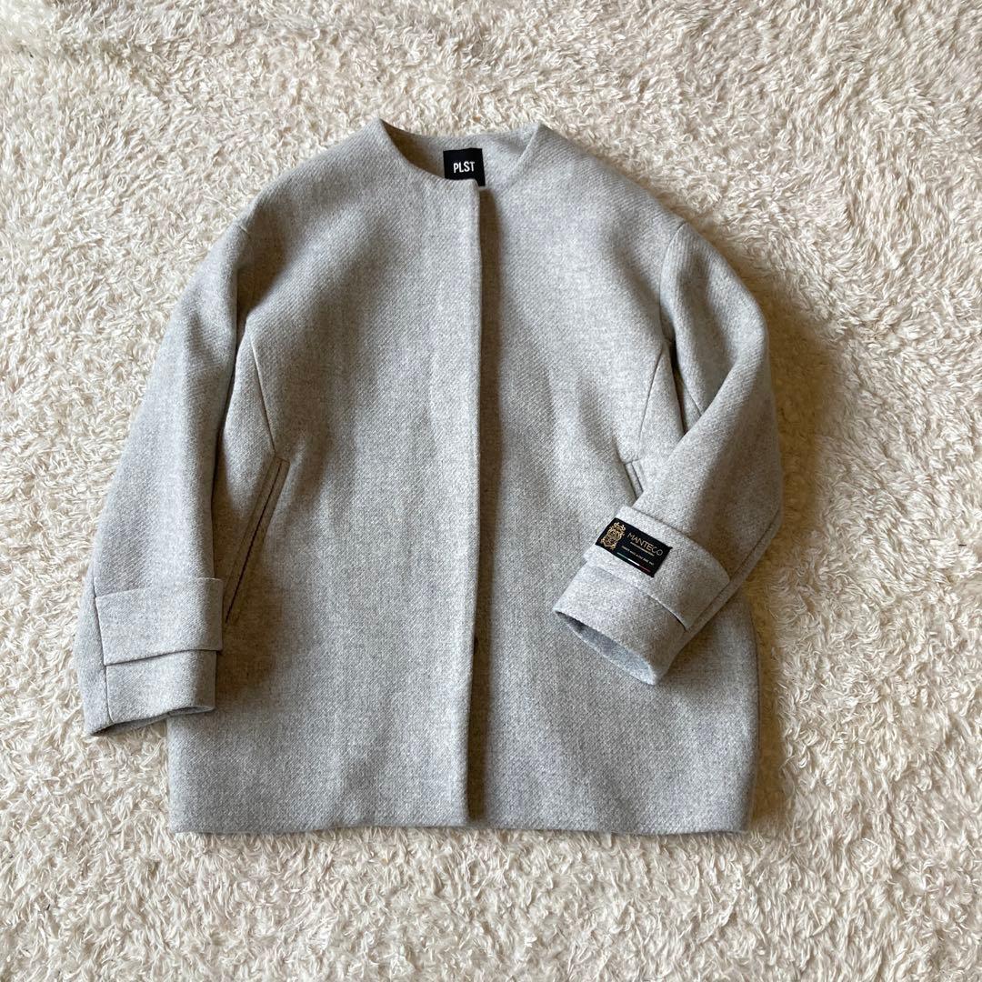 未使用に近い✨【完売品】プラステ　マンテコ　ノーカラーハーフコート　38M