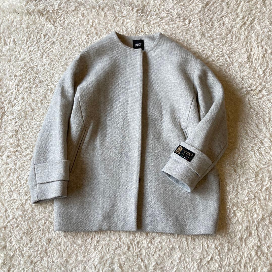 未使用に近い✨【完売品】プラステ　マンテコ　ノーカラーハーフコート　38M