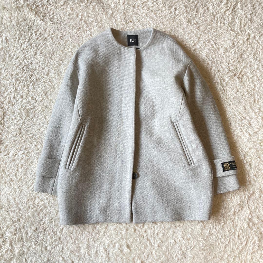 未使用に近い✨【完売品】プラステ　マンテコ　ノーカラーハーフコート　38M