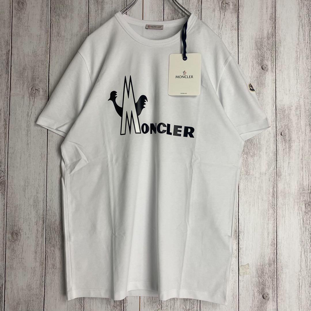 【タグ付き☆未使用】モンクレール Tシャツ プリントロゴ ホワイト 半袖 M