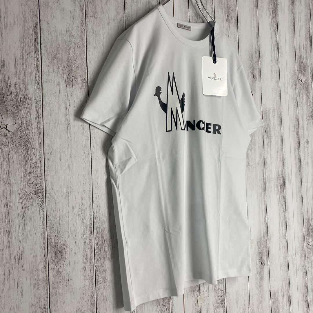 【タグ付き☆未使用】モンクレール Tシャツ プリントロゴ ホワイト 半袖 M