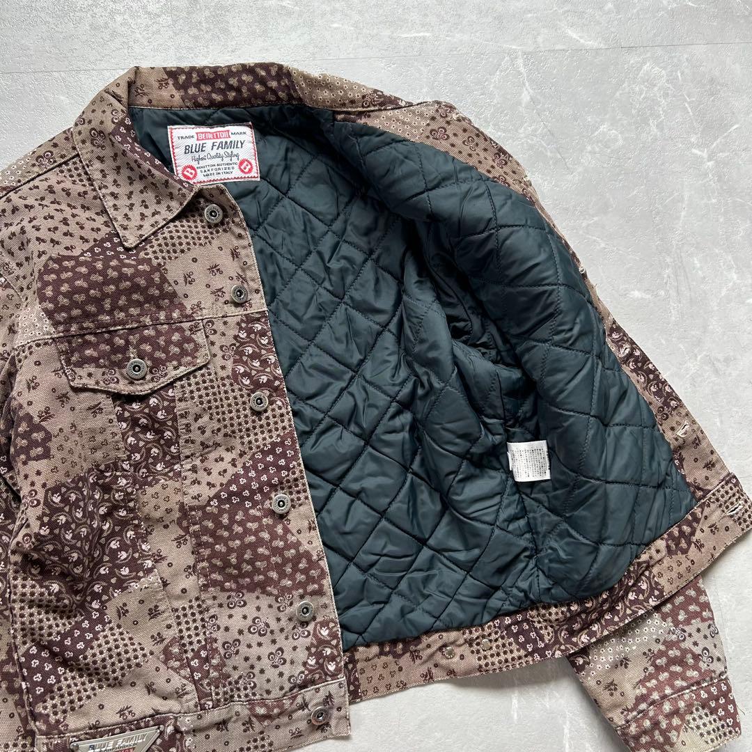 00s OLD ペイズリー ダック地 トラッカージャケット イタリア製古着 短丈