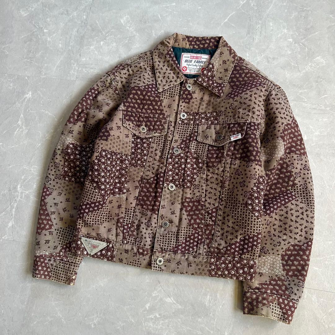 00s OLD ペイズリー ダック地 トラッカージャケット イタリア製古着 短丈