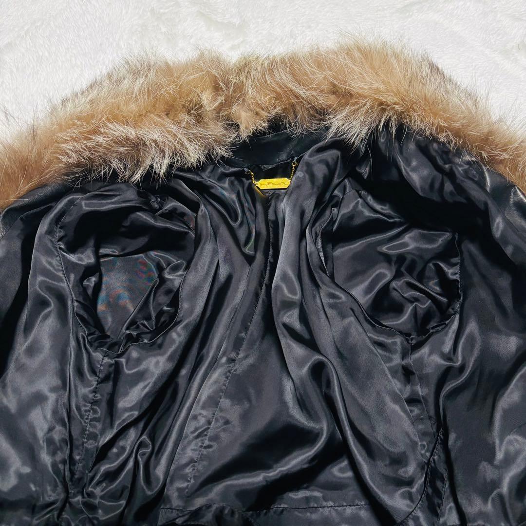 希少 Golden Fox トレンチコート ラムレザー 羊革 ブラック ファー