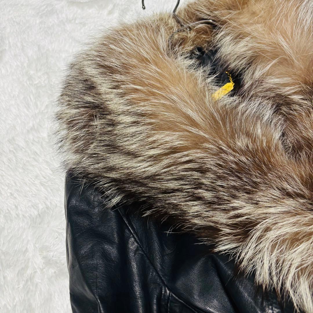 希少 Golden Fox トレンチコート ラムレザー 羊革 ブラック ファー