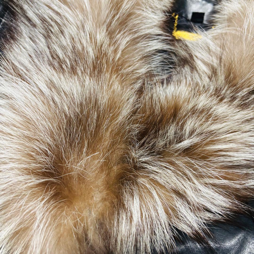 希少 Golden Fox トレンチコート ラムレザー 羊革 ブラック ファー