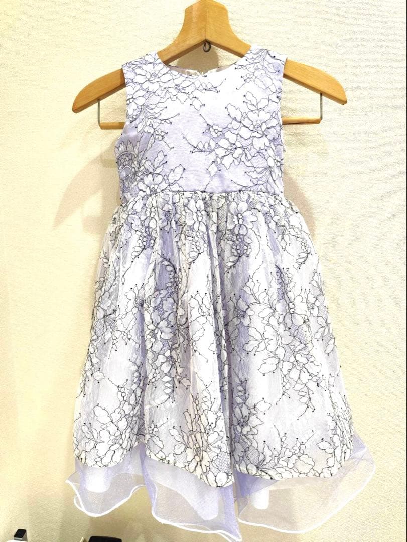 【美品】　薄紫レースドレス 130cm ドレスコ