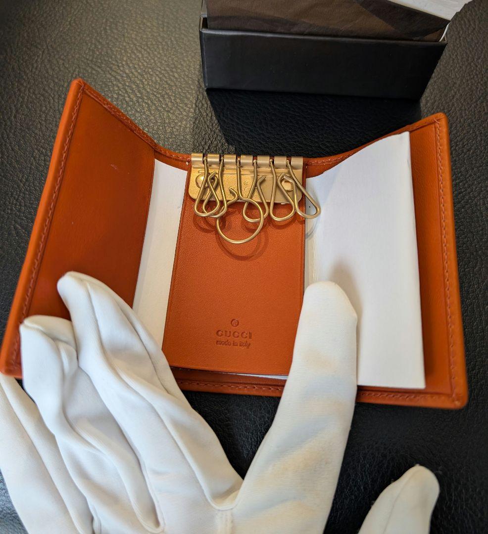 GUCCI グッチ 6連 キーケース オレンジ GGキャンバス レザー