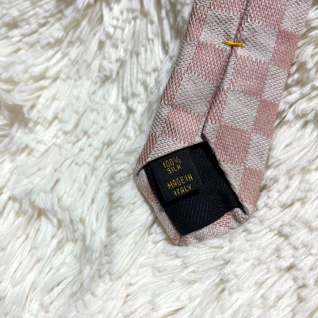 【ダミエ柄】LOUIS VUITTON ルイヴィトン ネクタイ ダミエ ピンク