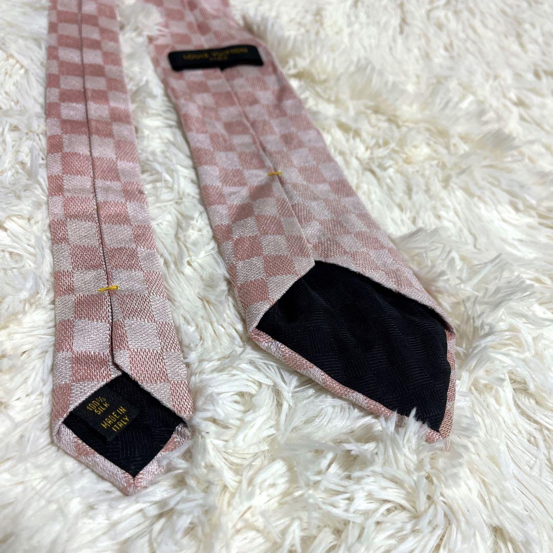【ダミエ柄】LOUIS VUITTON ルイヴィトン ネクタイ ダミエ ピンク