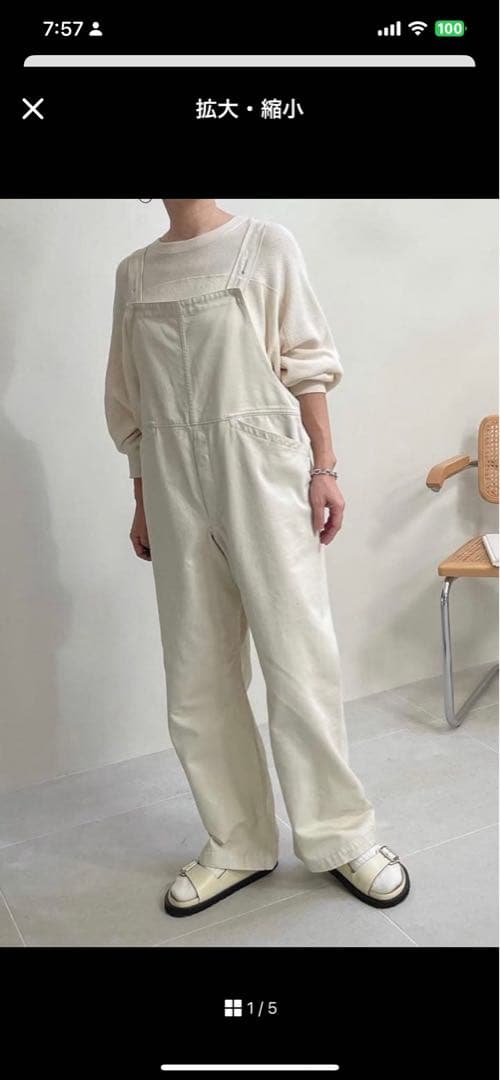 ARGUE オーバーサイズデニムサロペット ホワイト