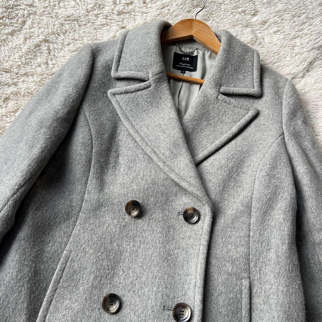 Mee 23区 Pコート ダブルブレストコート サイズ46 ライトグレー