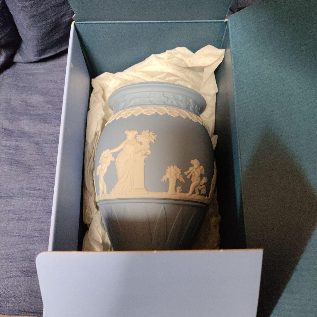 【未使用】ウェッジウッド　ジャスパーウェア　ペールブルー　ボーンティフルベース