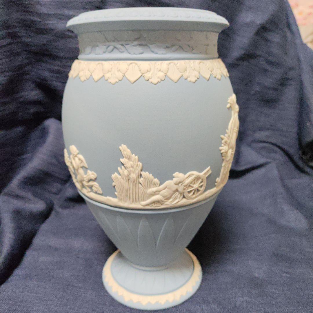 【未使用】ウェッジウッド　ジャスパーウェア　ペールブルー　ボーンティフルベース