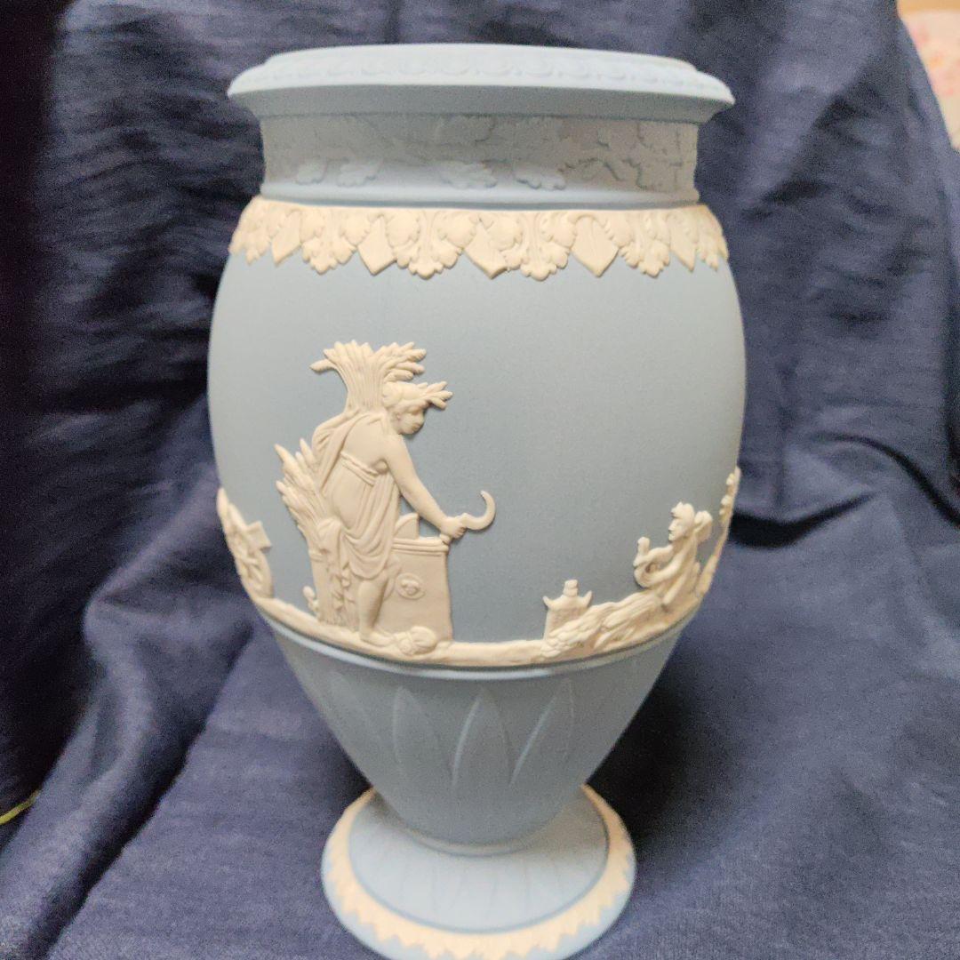 【未使用】ウェッジウッド　ジャスパーウェア　ペールブルー　ボーンティフルベース