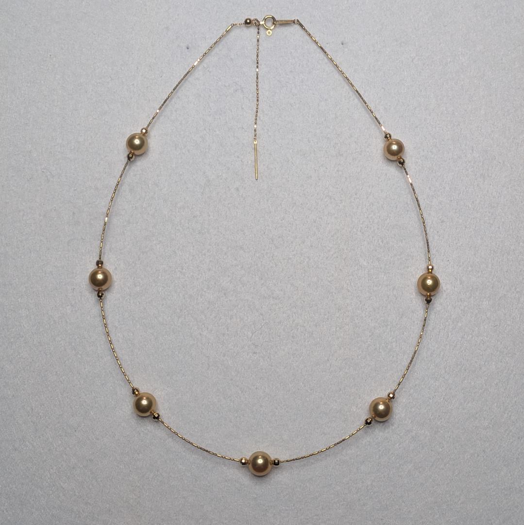 K18YG アコヤ真珠ゴールデンカラー(トリート) オメガネックレス
